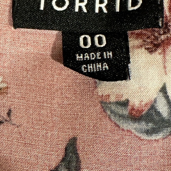 Torrid Dusty Pink Floral Hi Lo Challis Babydoll Tank 00 Med Large 10 Boho Retro - Picture 6 of 10